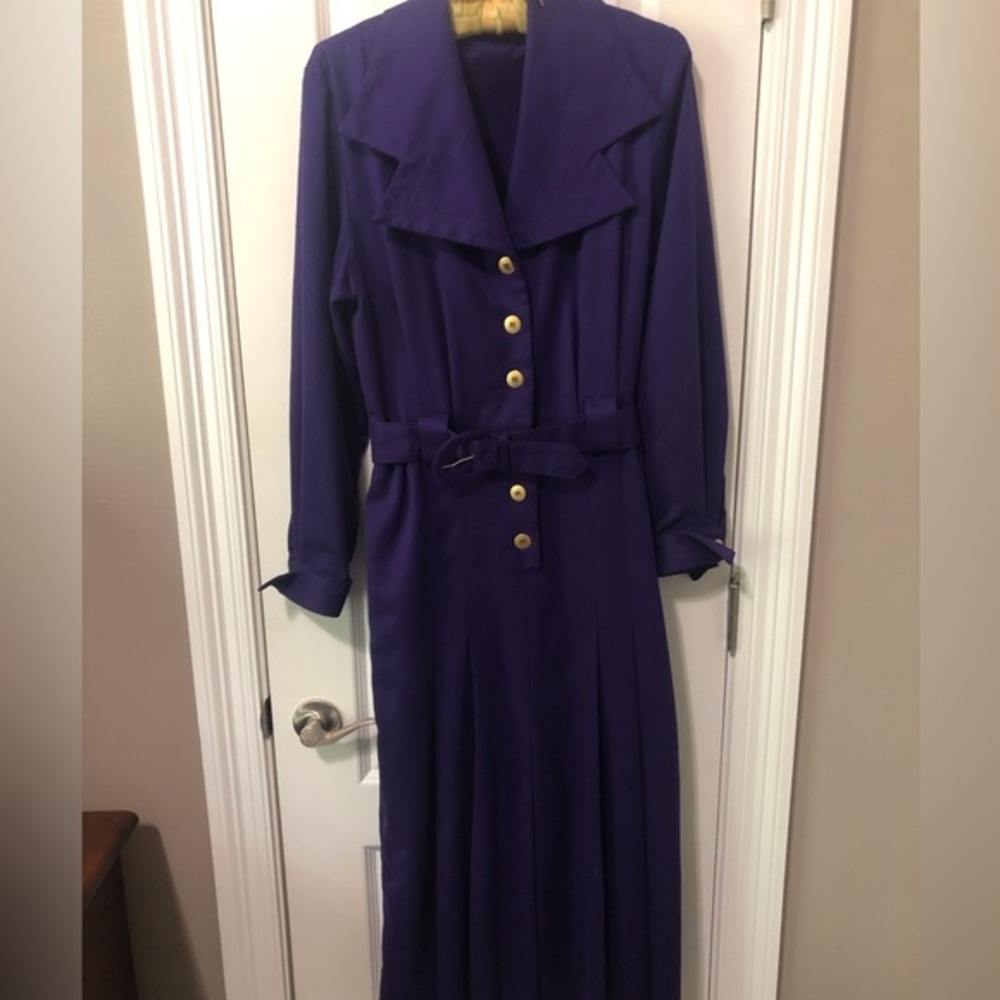 Vintage 1970s Trench Style Dress Purple